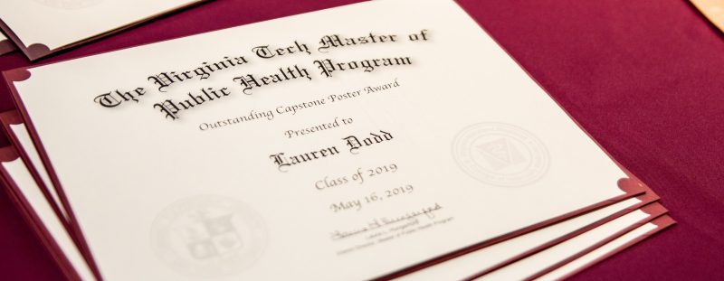 Certificate at graduation reception
