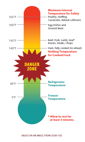 Educational food safety infographic. 