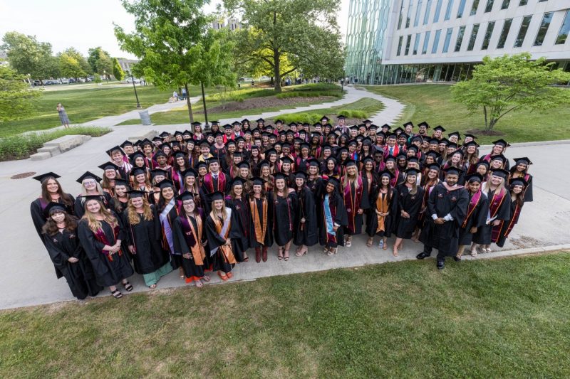 Public Health 2024 Commencement group photo outside the Moss Arts Center.