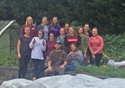 PHA@VT members cleaning the Christiansburg Farmacy Garden